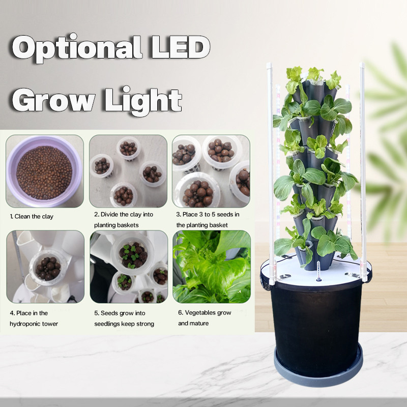 Zuhause Gebrauch Gartenblätter Hydroponisches Turmwuchssystem 6/8/10 Schichten Optionales LED-Licht